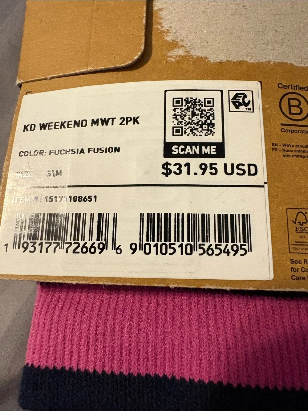 2 Pair Burton Weekend Midweight Kids Small/Medium 12.5-1.5 Fuchsia Fusion Socks